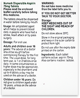 Dispersible Aspirin Tablets 75mg