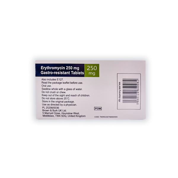 Erythromycin Tablets For Infected Insect Bites (250mg)