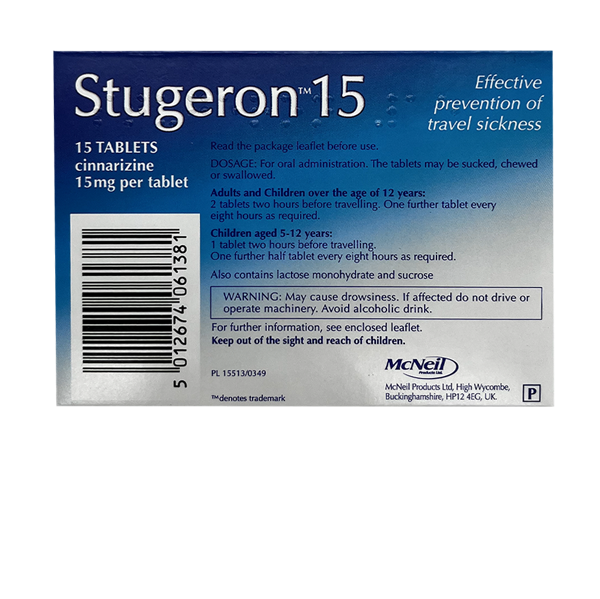 Stugeron (Cinnarizine) Tablets For Travel Sickness
