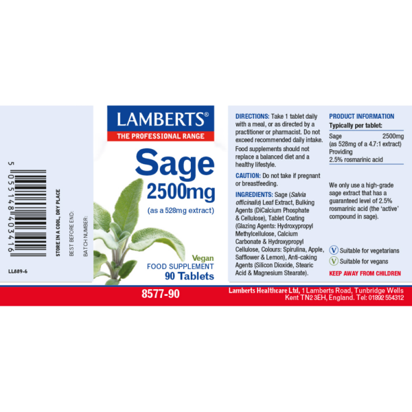 Lamberts Sage Tablets 2500mg