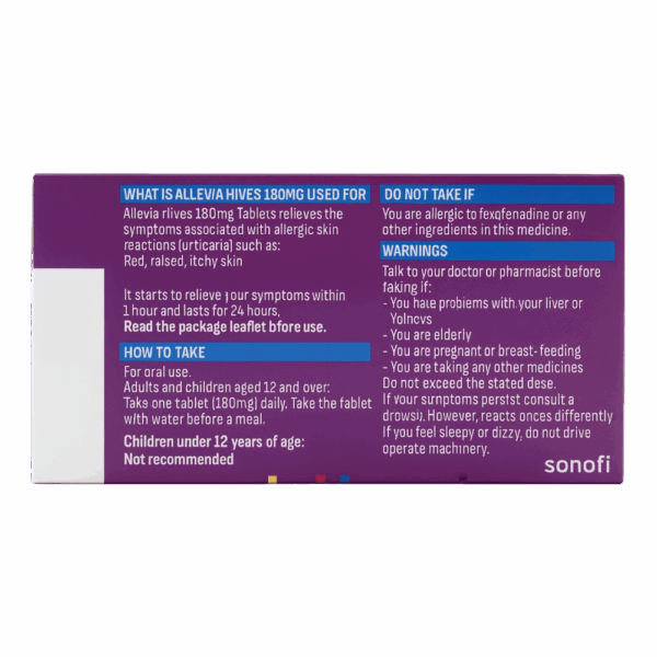 Allevia Hives 180mg Tablets